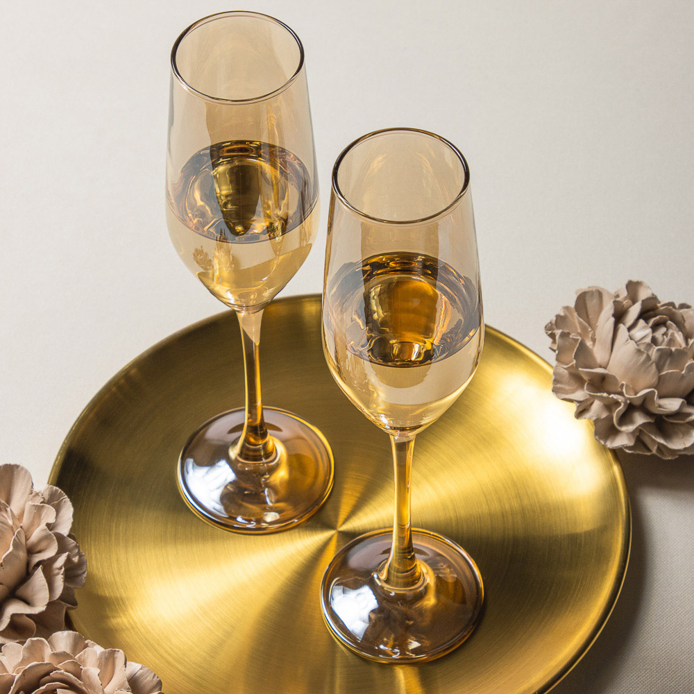 LUMINARC Селест Золотой мед Набор бокалов для шампанского 2 шт 160 мл, стекло, арт.№ 878-537