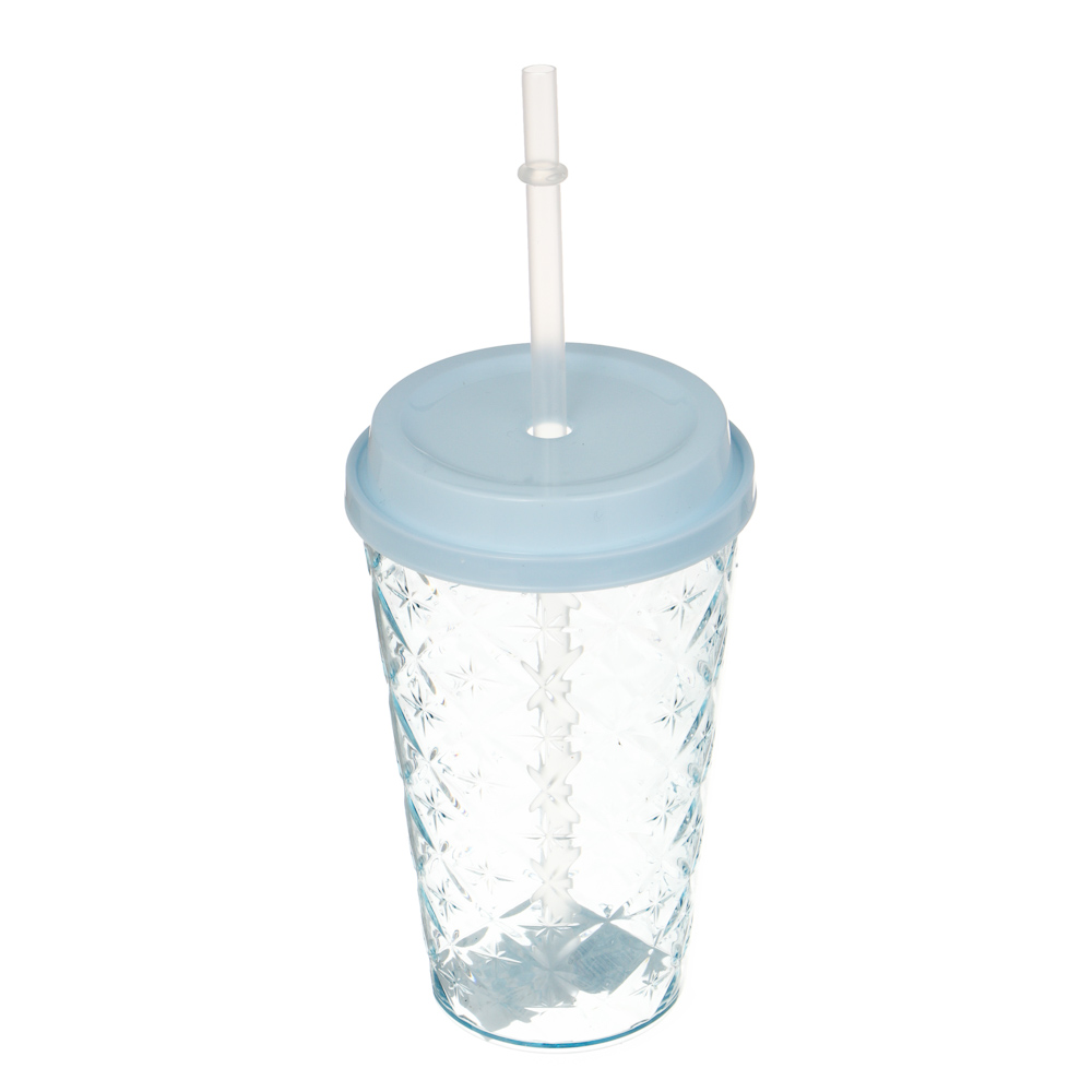 Стакан пластиковый Орра, с крышкой и трубочкой, 500мл, 4 цвета, арт.№ 861-588