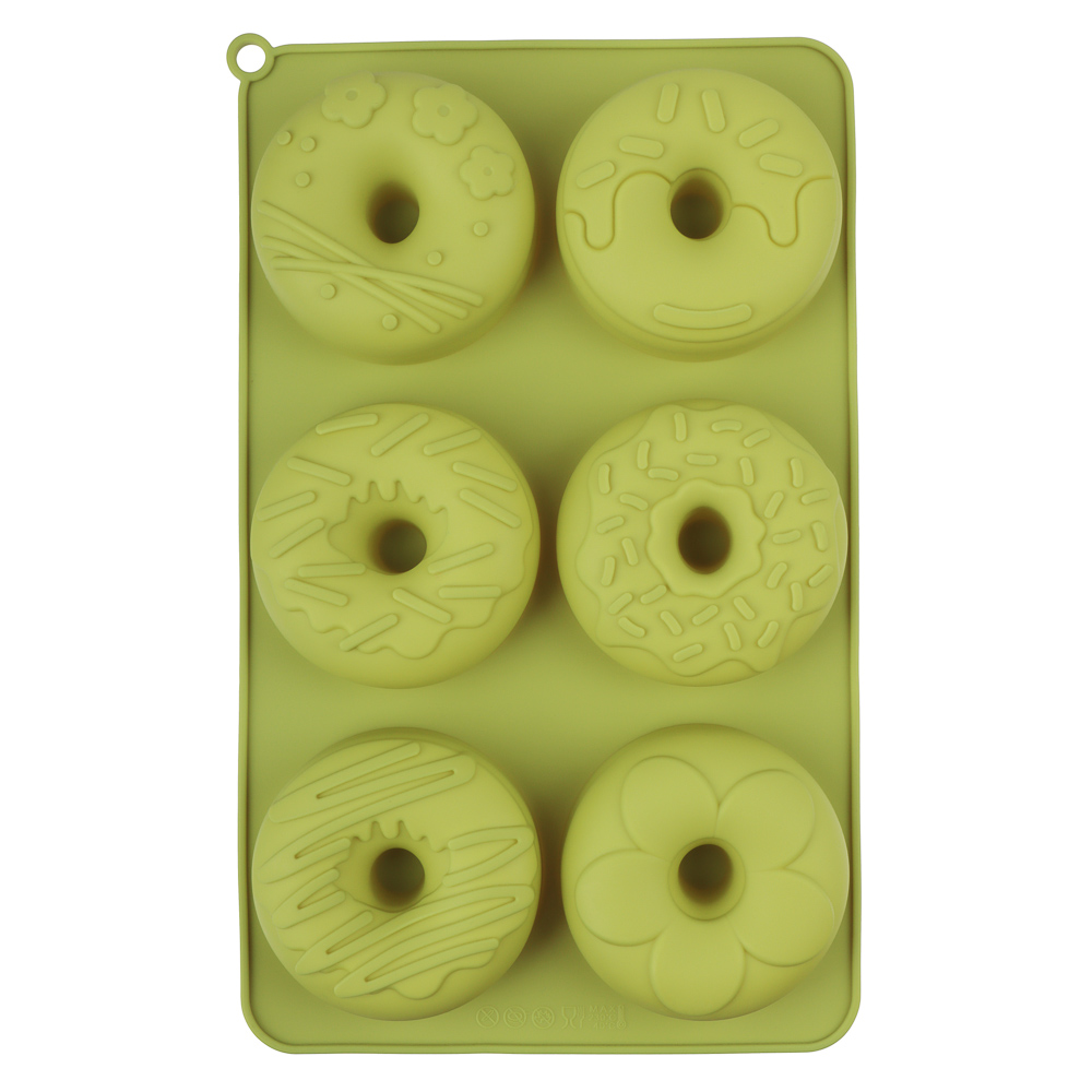 VETTA Форма силиконовая 6 ячеек, 27x16,5x3см "Пончики", 3 цвета, арт.№ 856-005