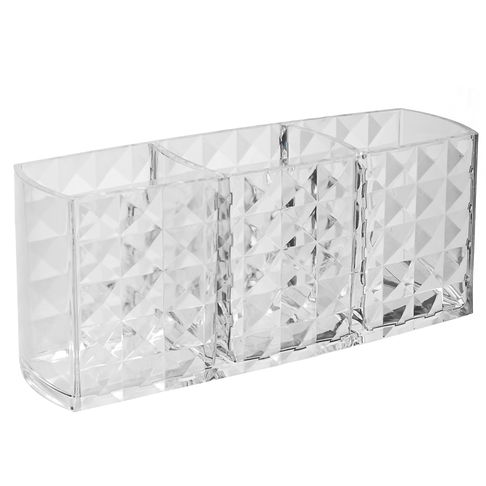 VETTA Органайзер для кистей и косметики CRYSTAL, полистирол, 19x6,3x8 см, 3 отдела, арт.№ 463-314