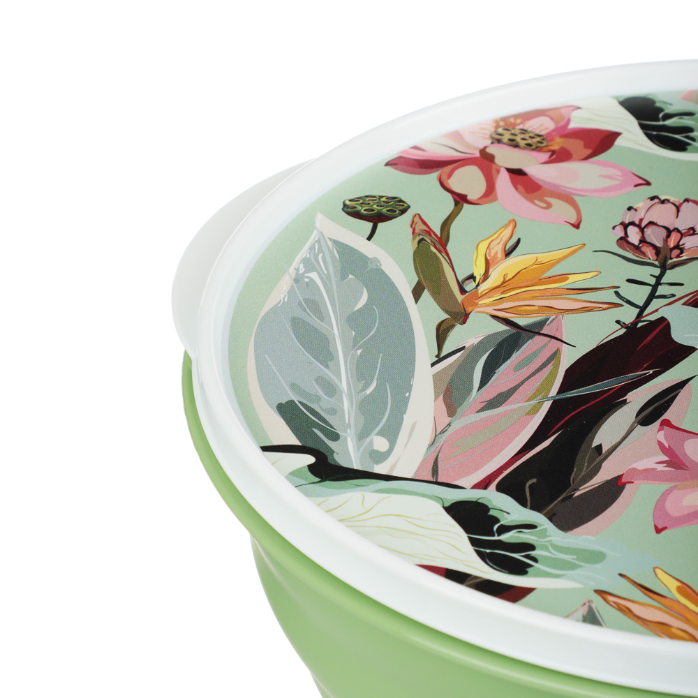 Миска Latina 2,1л с крышкой, с декором, пластик, 2 цвета, арт.№ 861-494