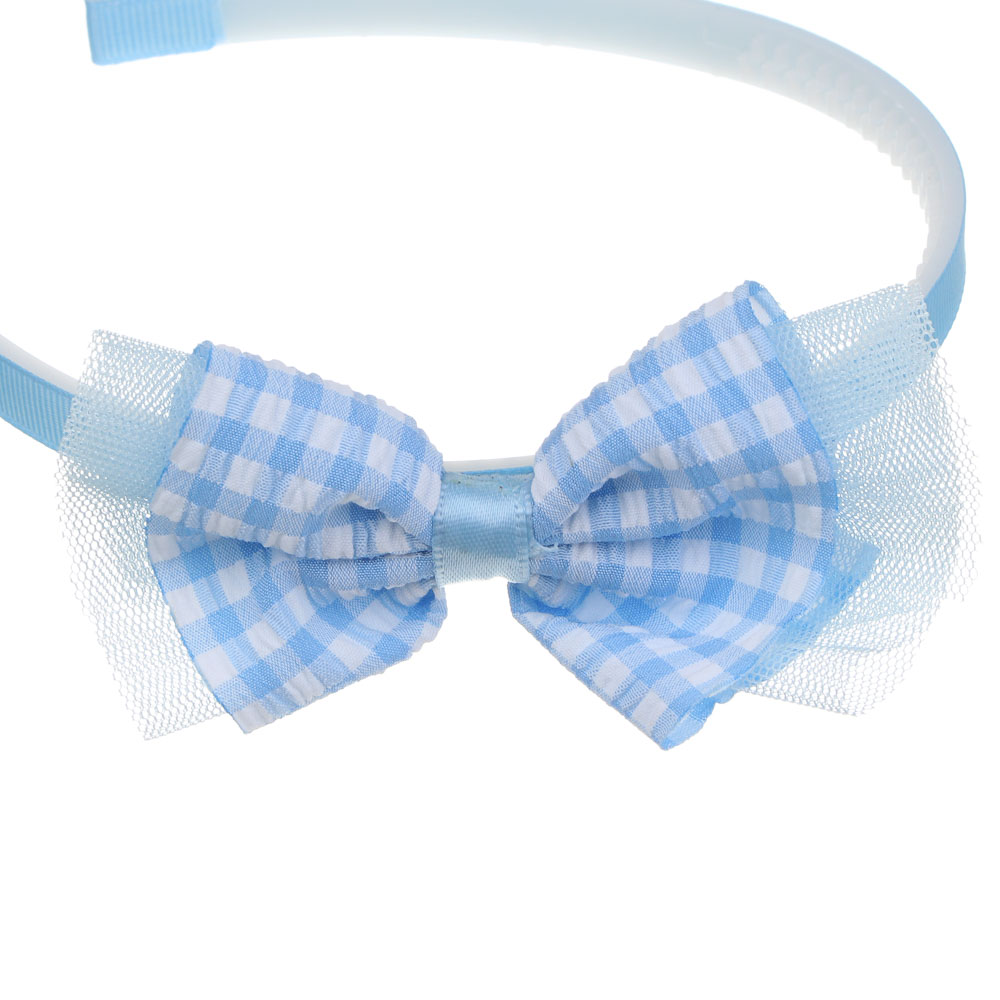 ЮНИLOOK Ободок для волос с бантом, пластик, полиэстер, 1см, 6 цветов, ACS-02, арт.№ 323-002