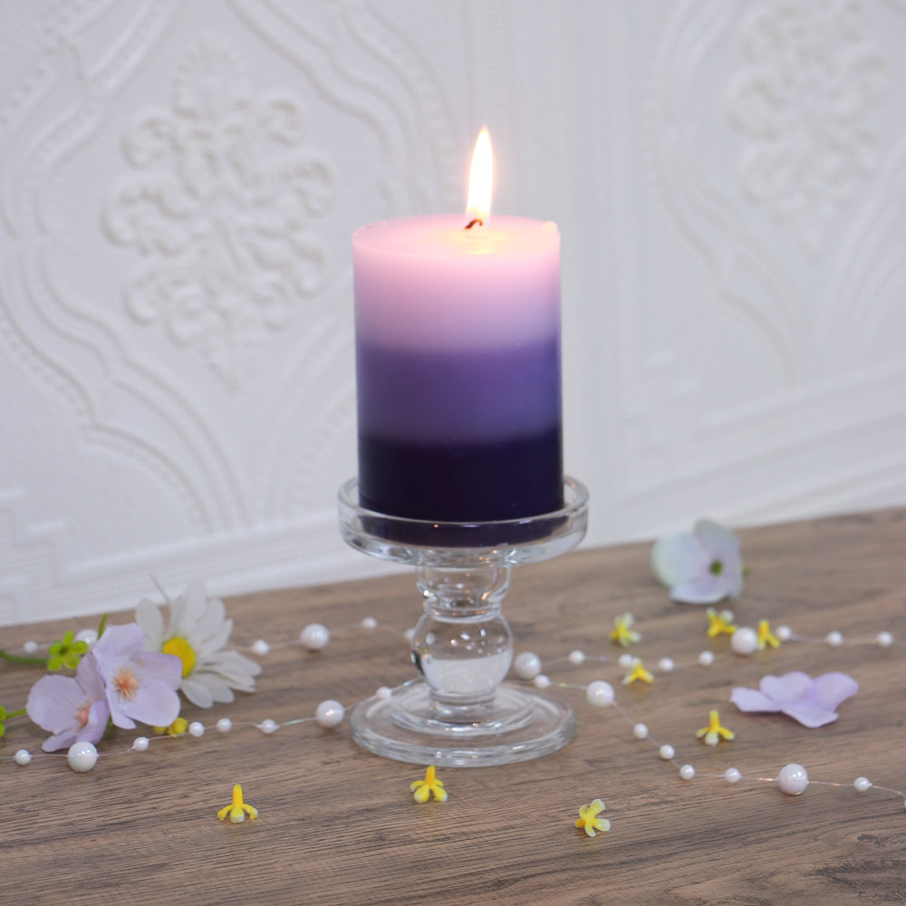 LADECOR Свеча ароматическая, парафин, градиент, 7x10 см, аромат лаванда, арт.№ 508-841