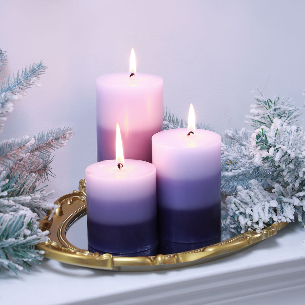 LADECOR Свеча ароматическая, парафин, градиент, 7x10 см, аромат лаванда, арт.№ 508-841