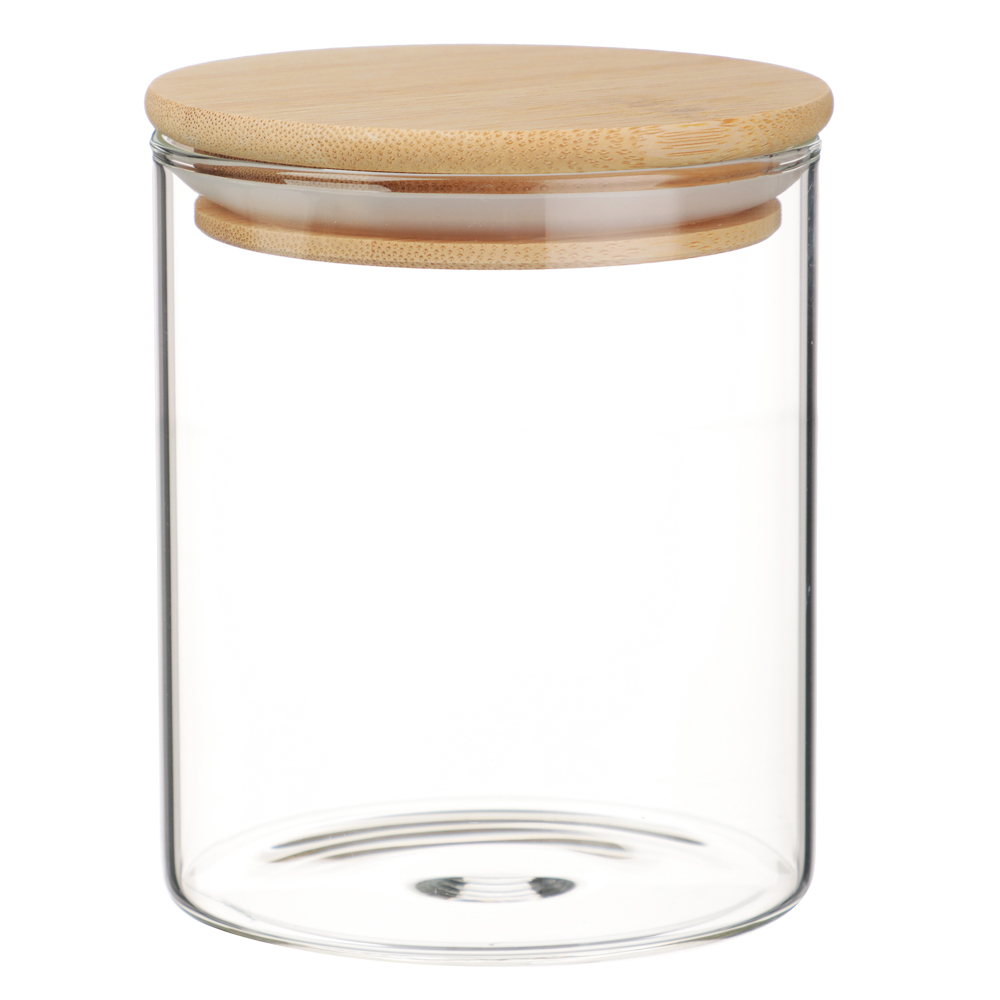 VETTA ЭКО Эллипс Банка для хранения 450мл, 10х8,5см, стекло, бамбук, арт.№ 828-303