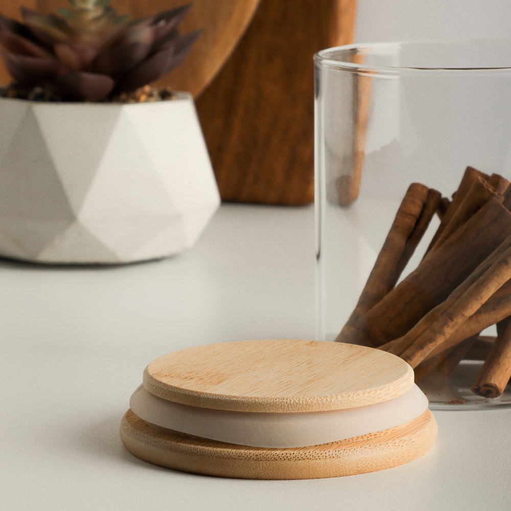 VETTA ЭКО Эллипс Банка для хранения 450мл, 10х8,5см, стекло, бамбук, арт.№ 828-303