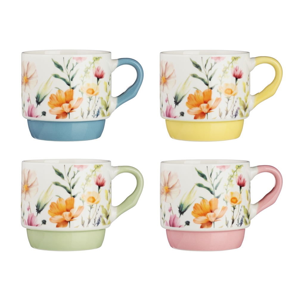 MILLIMI Полевые цветы Кружка 300мл, фарфор, 4 дизайна, арт.№ 806-189