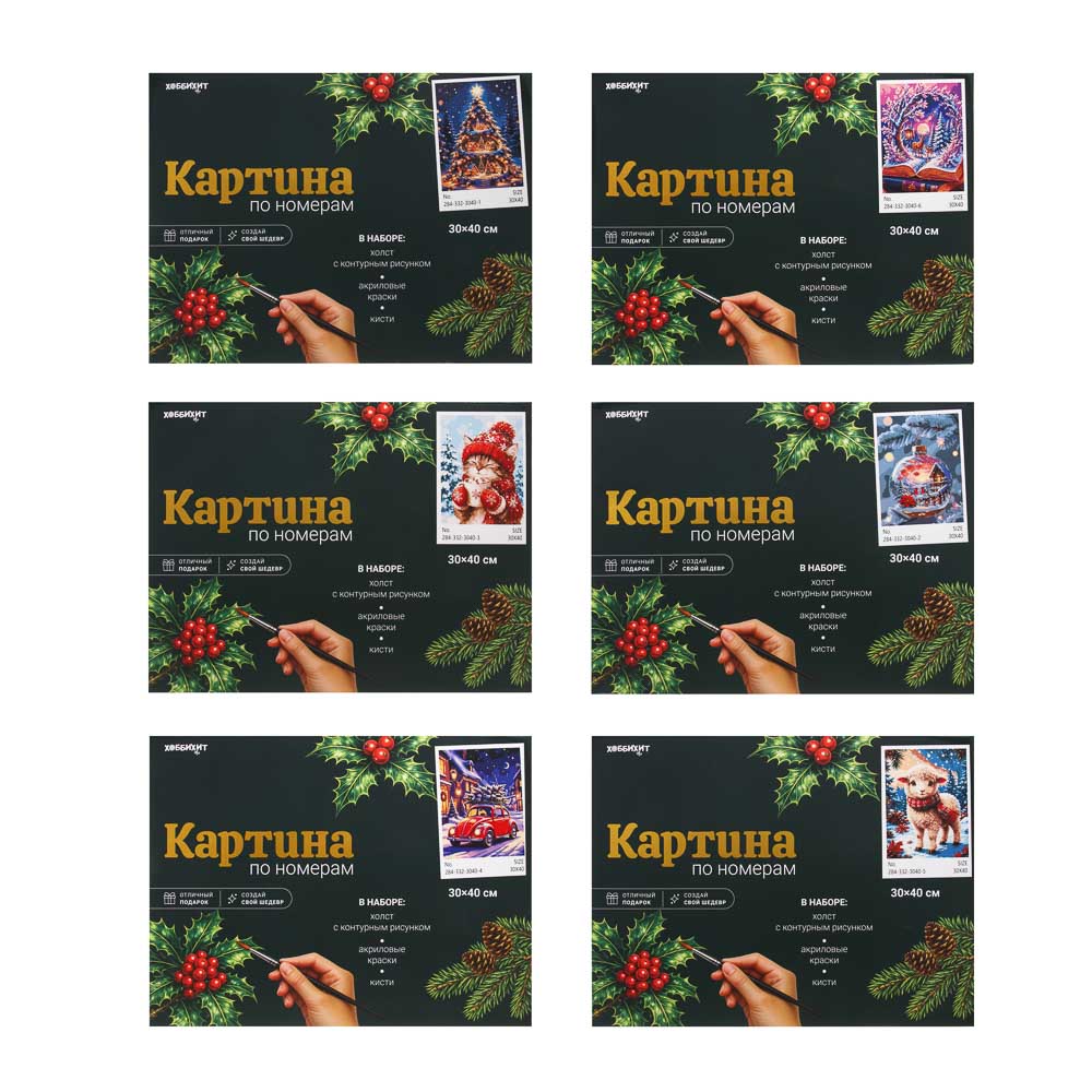 Картина по номерам, комплект (основа, акриловые краски, кисть), 30х40см, ХОББИХИТ, арт.№ 284-332