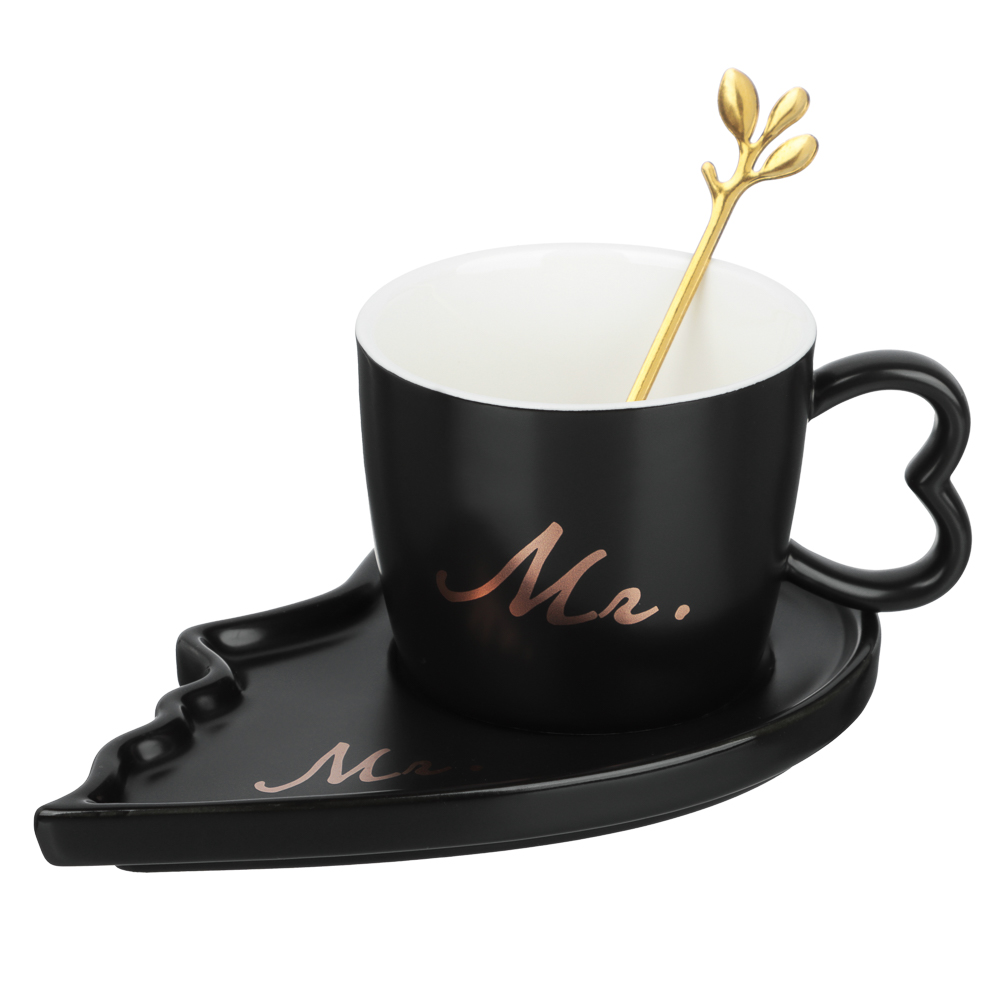 Чайный набор 4пр. 180мл, тм MILLIMI Сердце, фарфор, металл, арт.№ 806-355