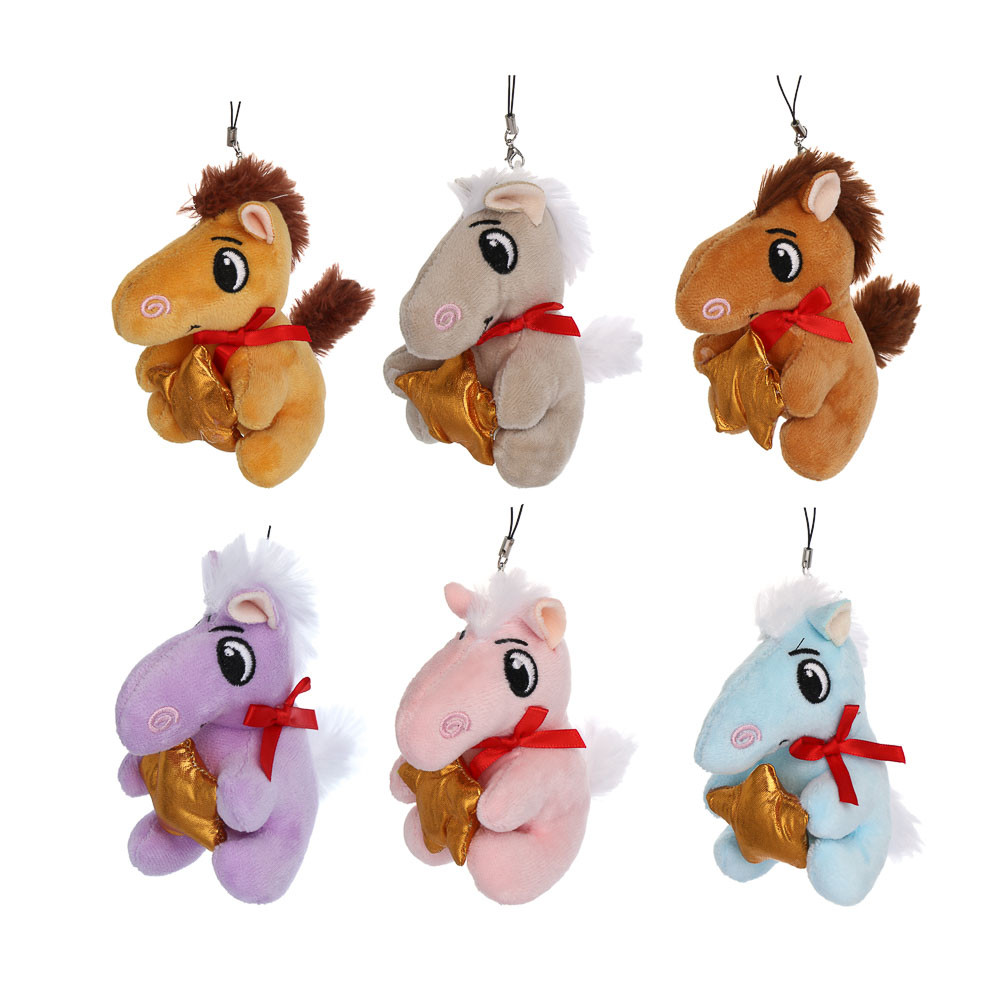 СНОУ БУМ Мягкий сувенир лошадка со звездочкой на шнурке 8,5 см, полиэстер, арт.№ 394-553
