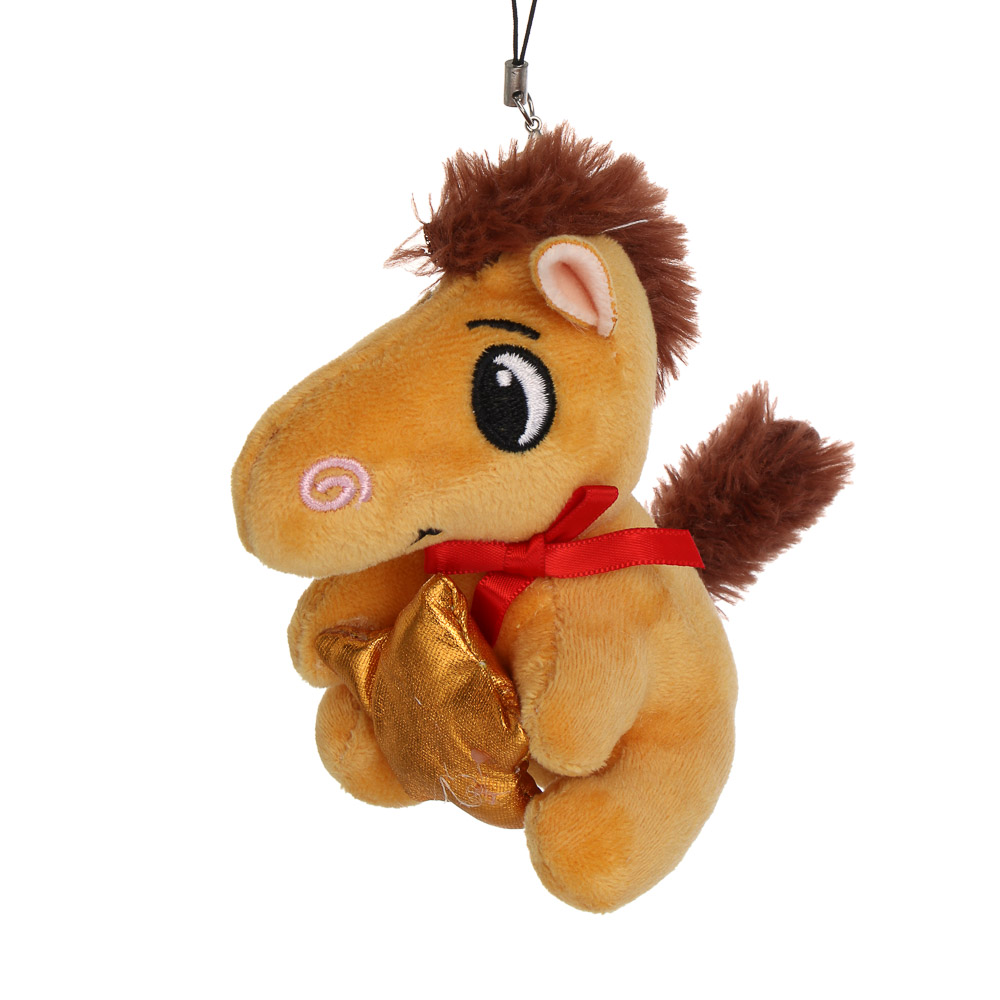 СНОУ БУМ Мягкий сувенир лошадка со звездочкой на шнурке 8,5 см, полиэстер, арт.№ 394-553