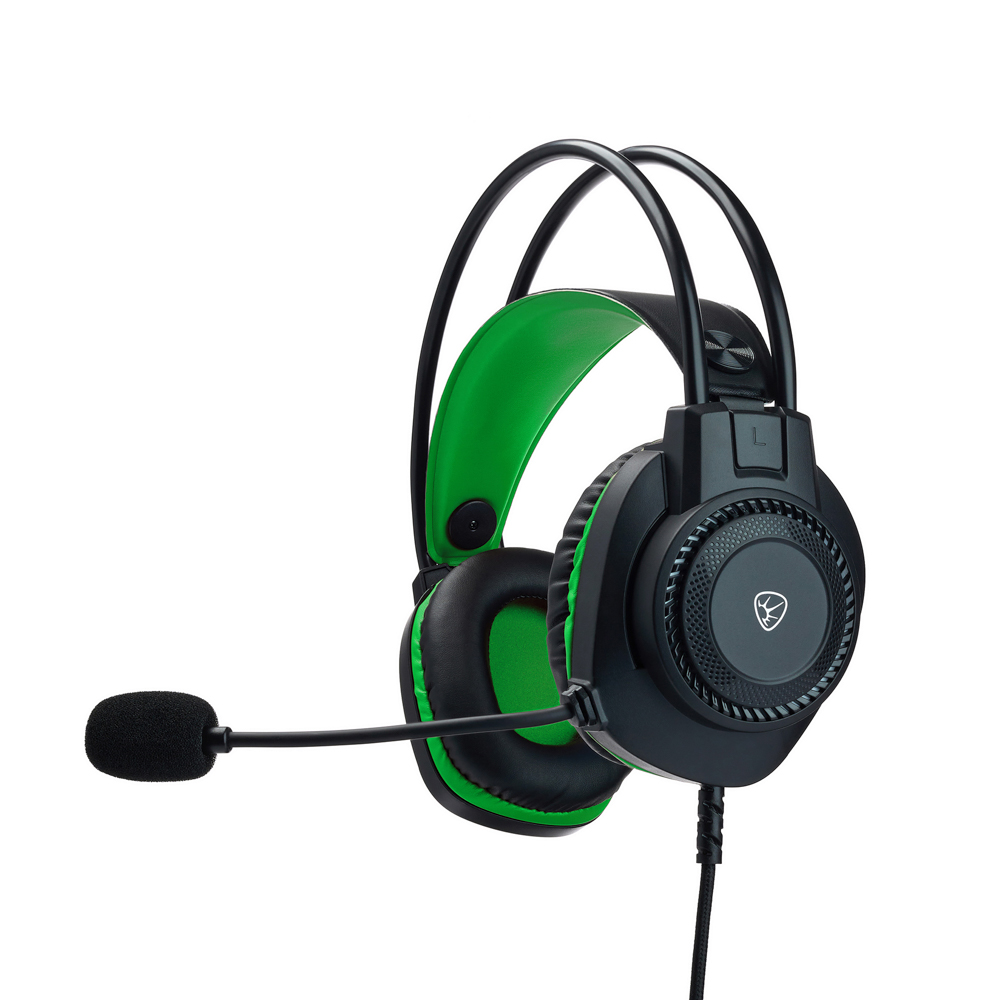 Наушники проводные с микрофоном игровые BY Сabasset 3.5мм 4pin-SPK+MIC 3,2 м, зелёные, арт.№ 410-083