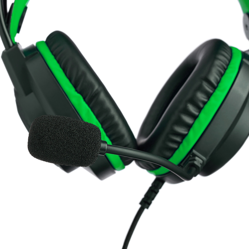 Наушники проводные с микрофоном игровые BY Сabasset 3.5мм 4pin-SPK+MIC 3,2 м, зелёные, арт.№ 410-083