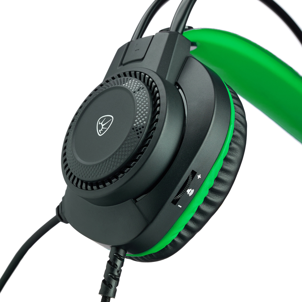 Наушники проводные с микрофоном игровые BY Сabasset 3.5мм 4pin-SPK+MIC 3,2 м, зелёные, арт.№ 410-083