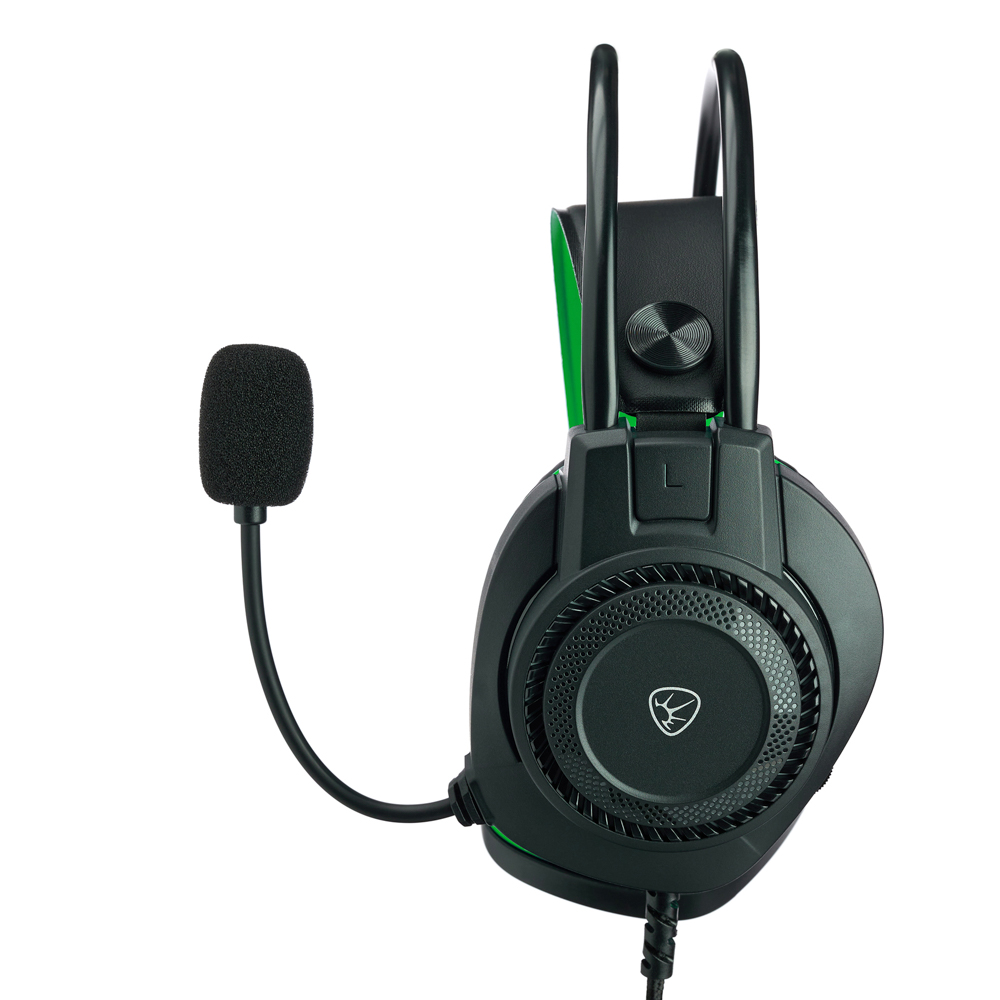 Наушники проводные с микрофоном игровые BY Сabasset 3.5мм 4pin-SPK+MIC 3,2 м, зелёные, арт.№ 410-083