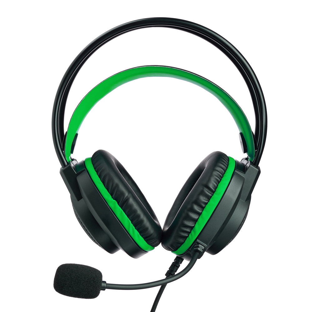 Наушники проводные с микрофоном игровые BY Сabasset 3.5мм 4pin-SPK+MIC 3,2 м, зелёные, арт.№ 410-083