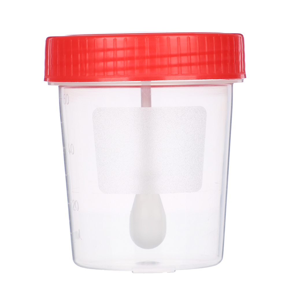 Контейнер для биоматериалов, с ложкой, стерильный, пластик, 60мл., арт.№ 360-063