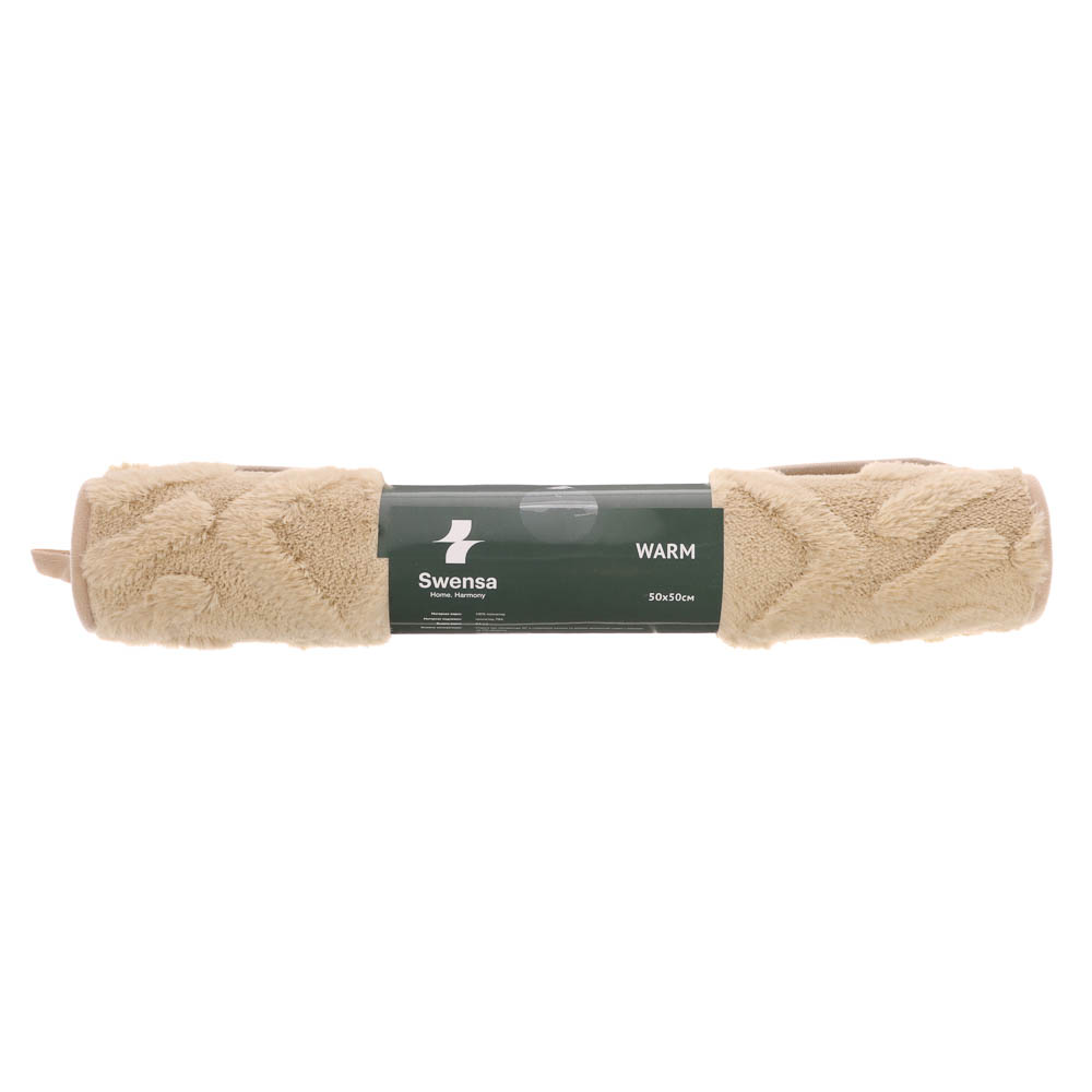 Коврик для ванной 50х80см WARM, LATTE5, бежевый, полиэстер, SWM-4012-BG-B, арт.№ 462-816