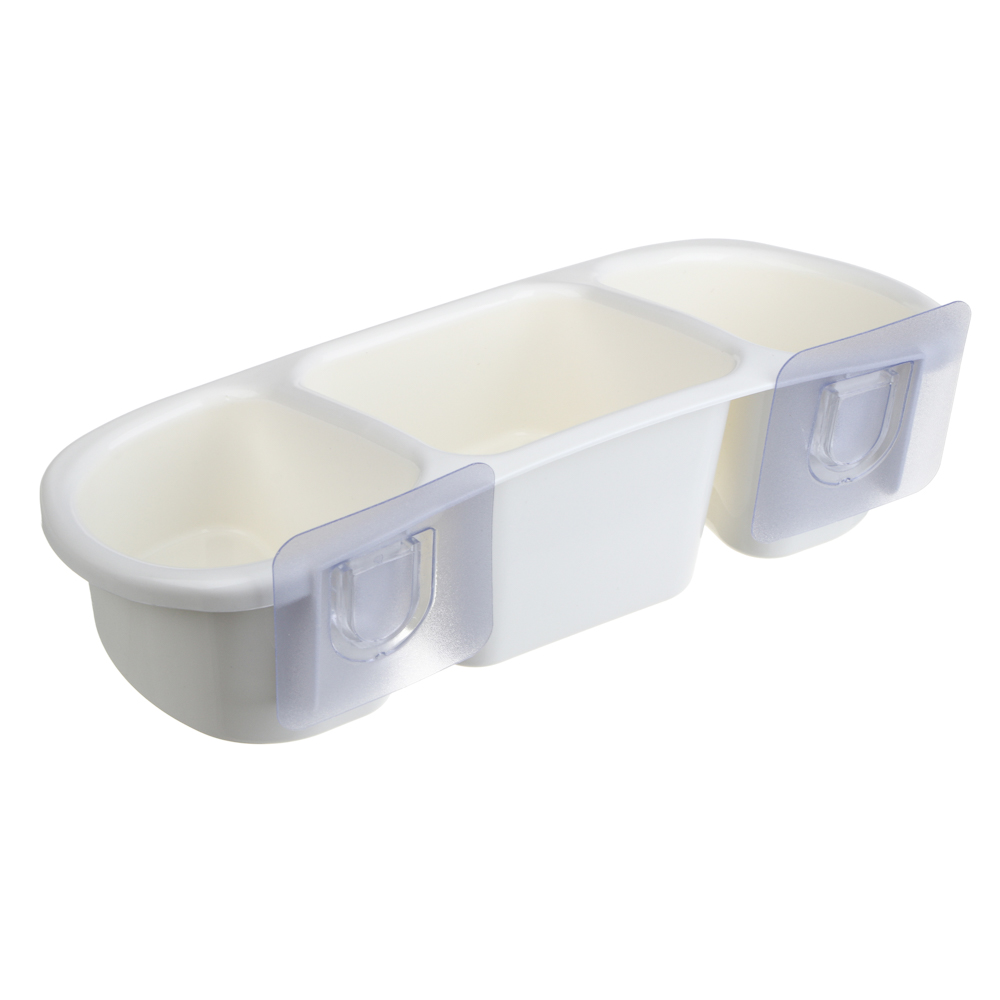 VETTA Classic Полка настенная, три отделения, пластик, 28x12,5x8,5 см, молочный, арт.№ 478-288