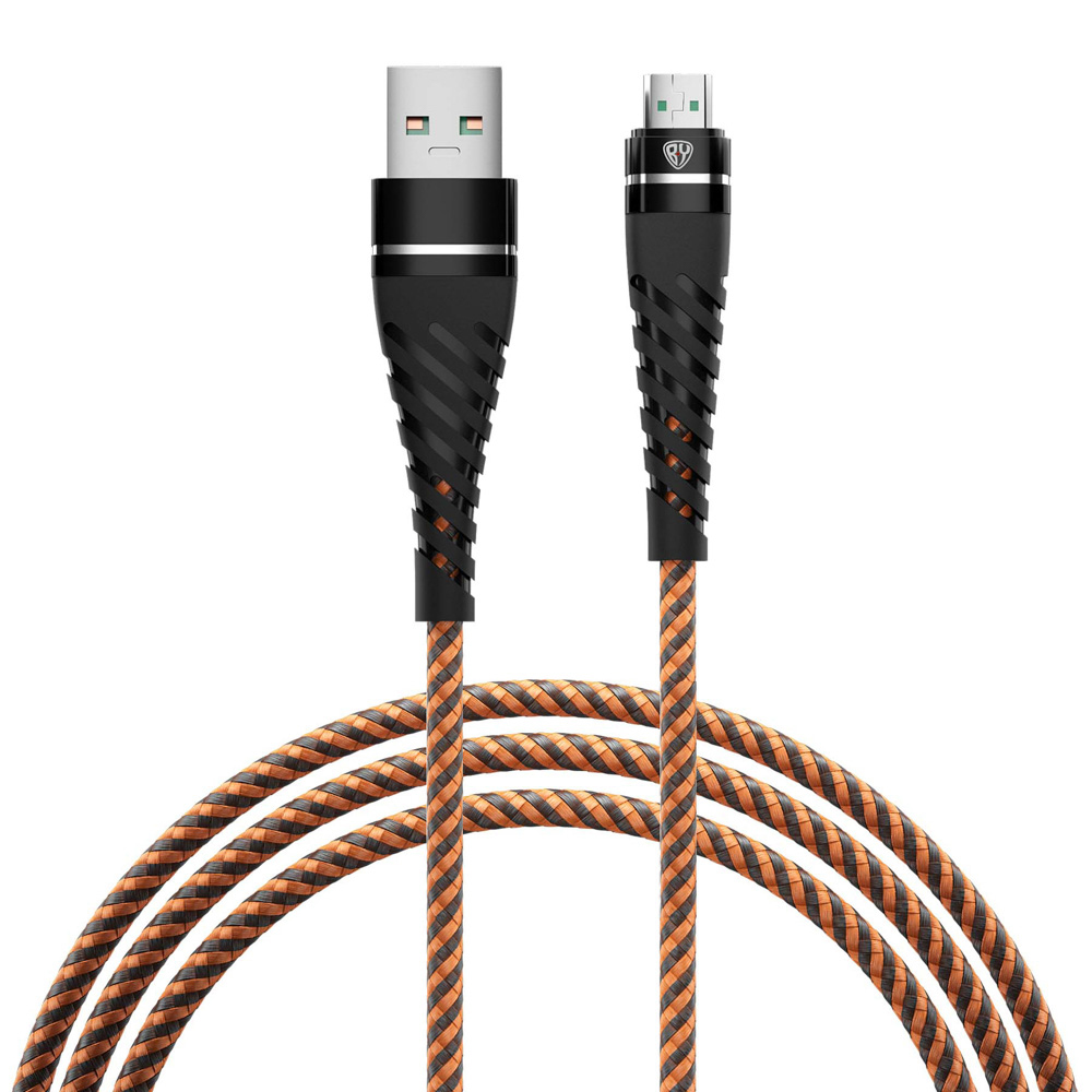 BY Motorsport Кабель для зарядки Micro USB, 1м., 2.4А, Быстрая зарядка QC3.0, тканевая оплётка, пу, арт.№ 931-286