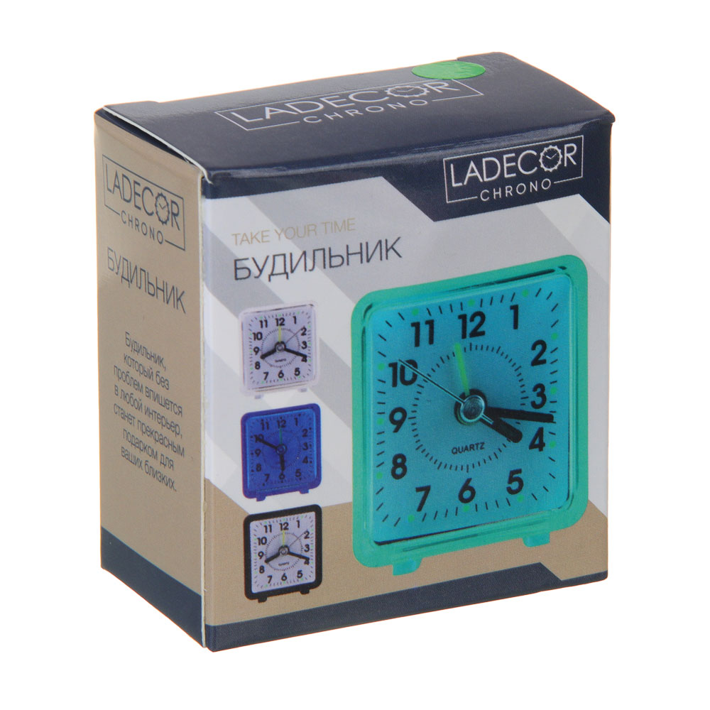LADECOR CHRONO Будильник, 6х5,5х3, 1*АА, пластик, 4 цвета, арт.№ 529-047