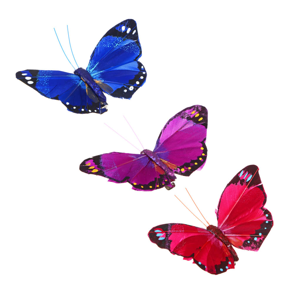 INBLOOM Бабочка декоративная Садовая на прищепке 8см, арт.№ 153-011