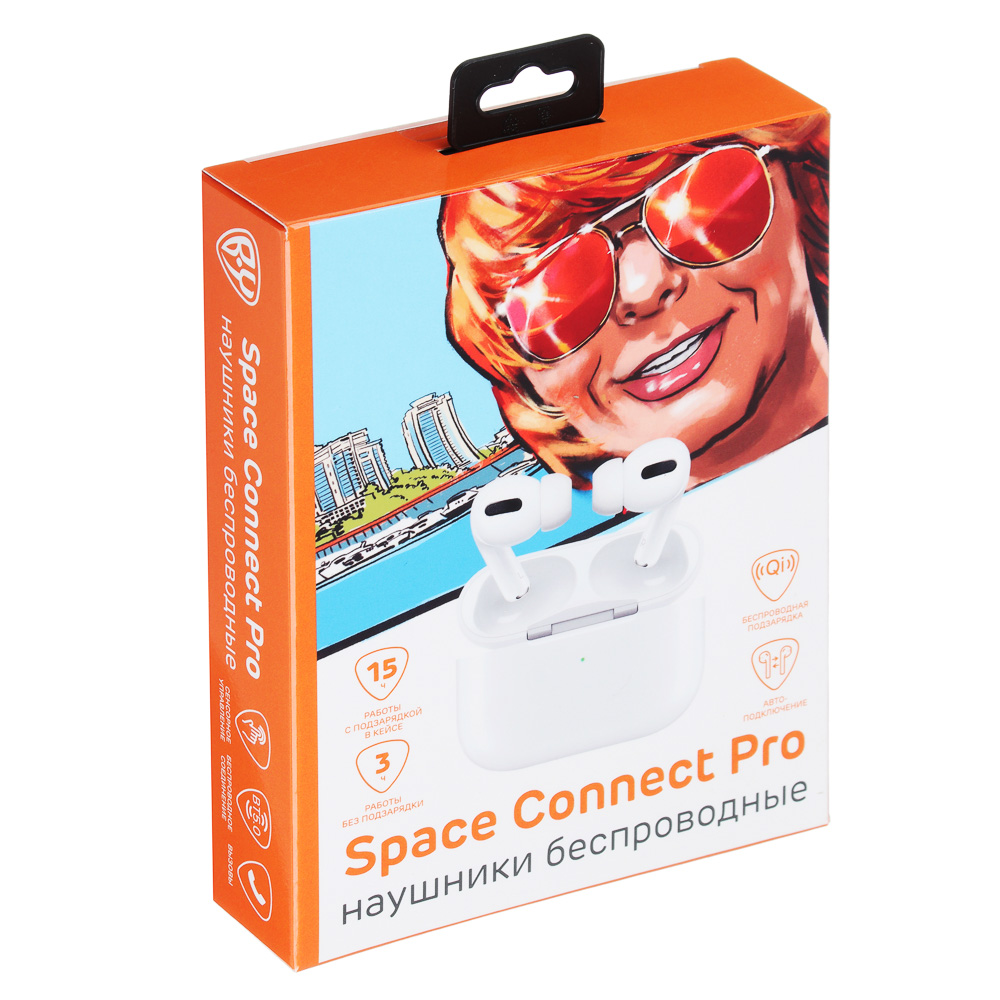 Наушники беспроводные TWS BY Space Connect Pro Рыжий, 30/350мАч, BT 5.0, арт.№ 410-068