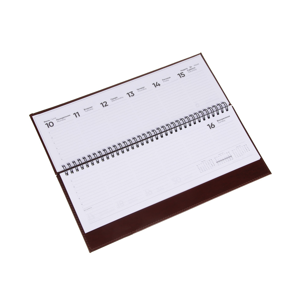 Планинг настольный на 2024 "ПРЕСТИЖ", 31x14,5см, 128 стр., тв.обложка, иск.кожа, спираль, коричн., арт.№ 572-147