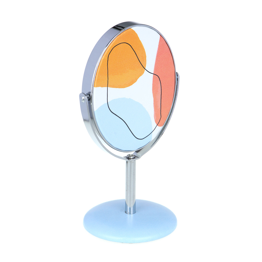 ЮНИLOOK Зеркало настольное, металл, ПУ, стекло, 16х8,5см, 6 дизайнов, арт.№ 301-012
