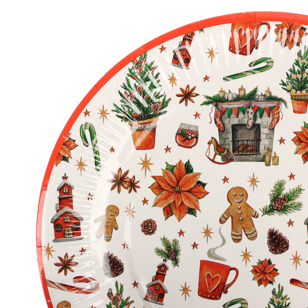 Набор бумажных тарелок Новогоднее настроение, 6 шт d=230 мм, арт.№ 530-432