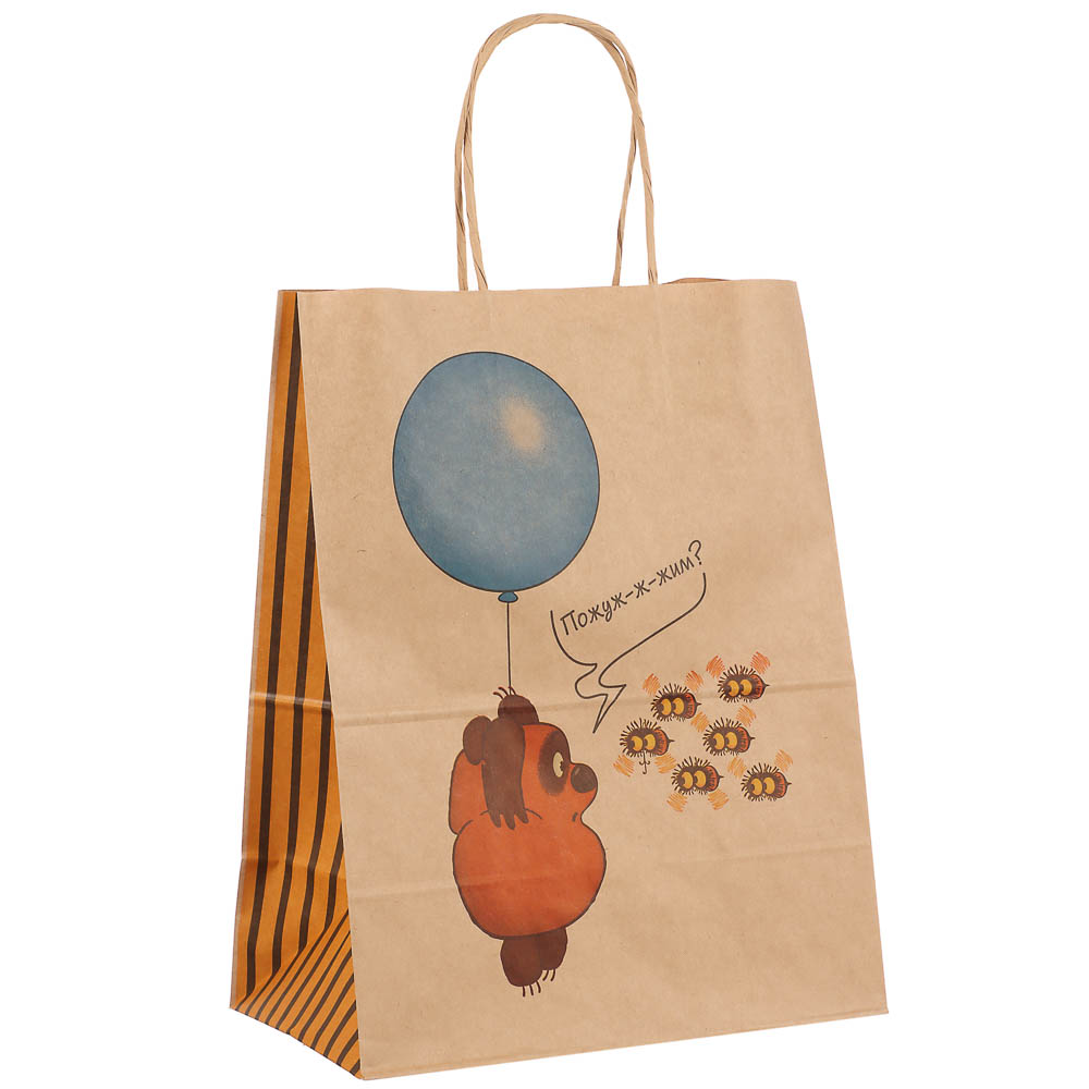 Пакет подарочный с кручеными ручками L 24х14х30см, "Винни-Пух. Пожуж-ж-жим", в ассортименте, арт.№ 507-492