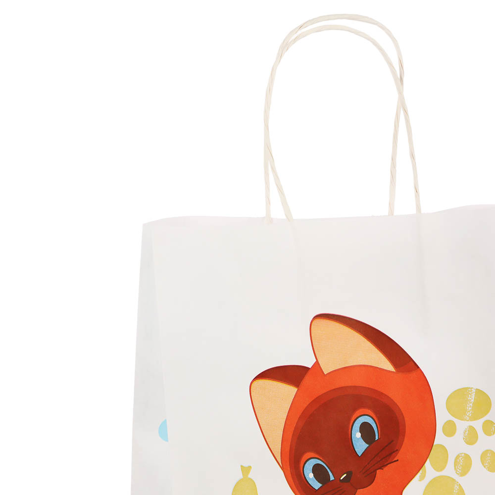 Пакет подарочный с кручеными ручками крафт L 24х14х30см, "Котёнок по имени Гав. У меня лапки" в асс., арт.№ 507-493