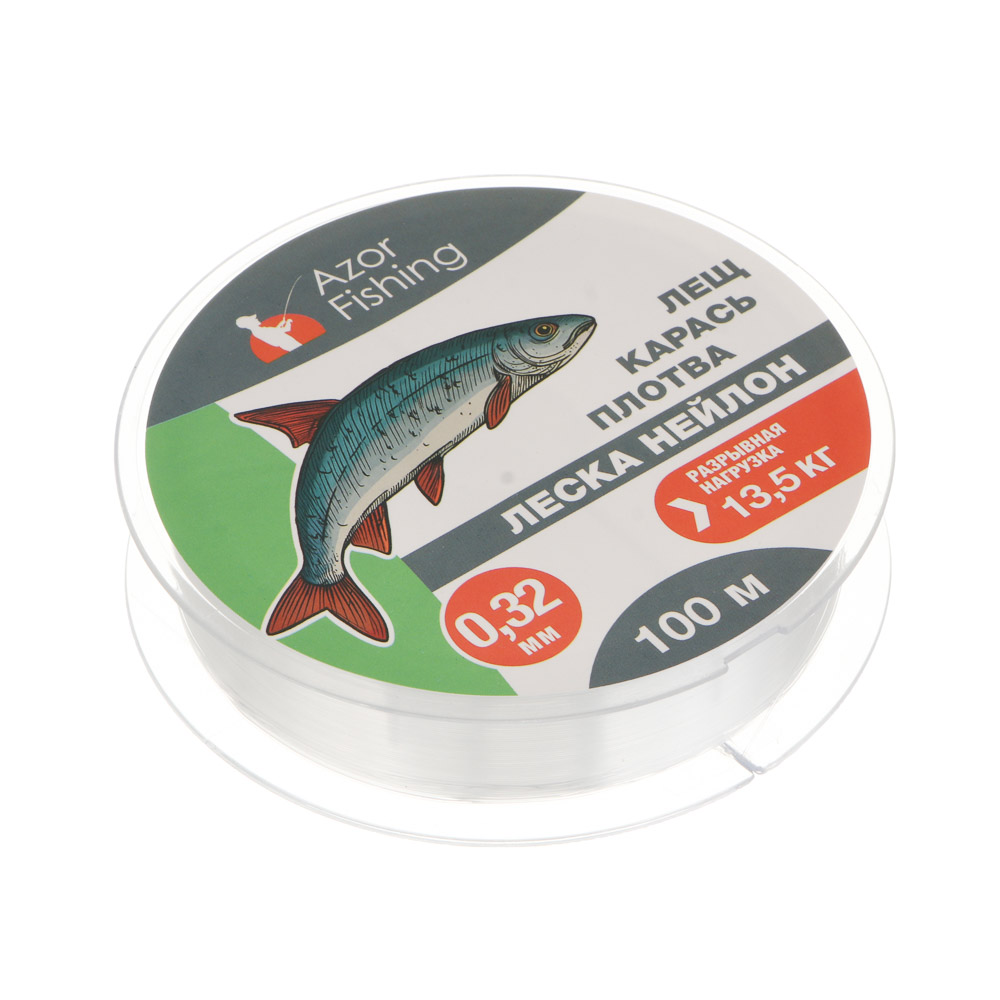 Леска "Лещ, Карась, Плотва" тм AZOR FISHING, нейлон, 100м, 0,32мм, 13,5кг, прозрачный, арт.№ 144-010