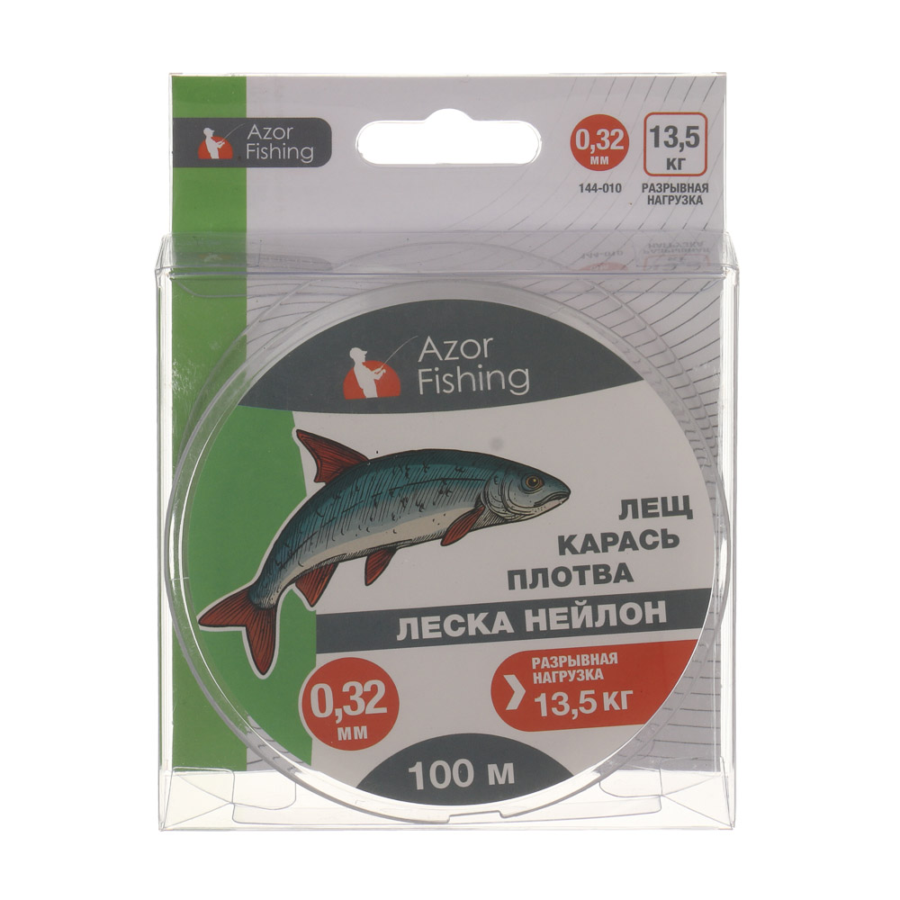 Леска "Лещ, Карась, Плотва" тм AZOR FISHING, нейлон, 100м, 0,32мм, 13,5кг, прозрачный, арт.№ 144-010
