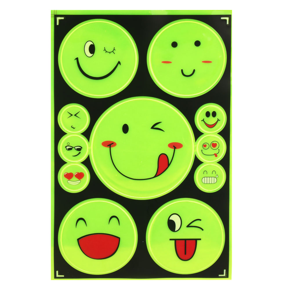 SILAPRO Наклейка светоотражающая "С улыбкой" d8;6;2см, ПВХ, 11шт, арт.№ 195-037