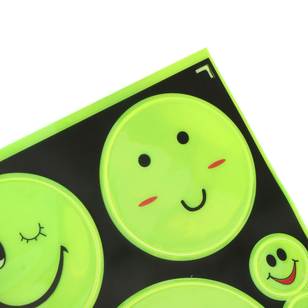 SILAPRO Наклейка светоотражающая "С улыбкой" d8;6;2см, ПВХ, 11шт, арт.№ 195-037