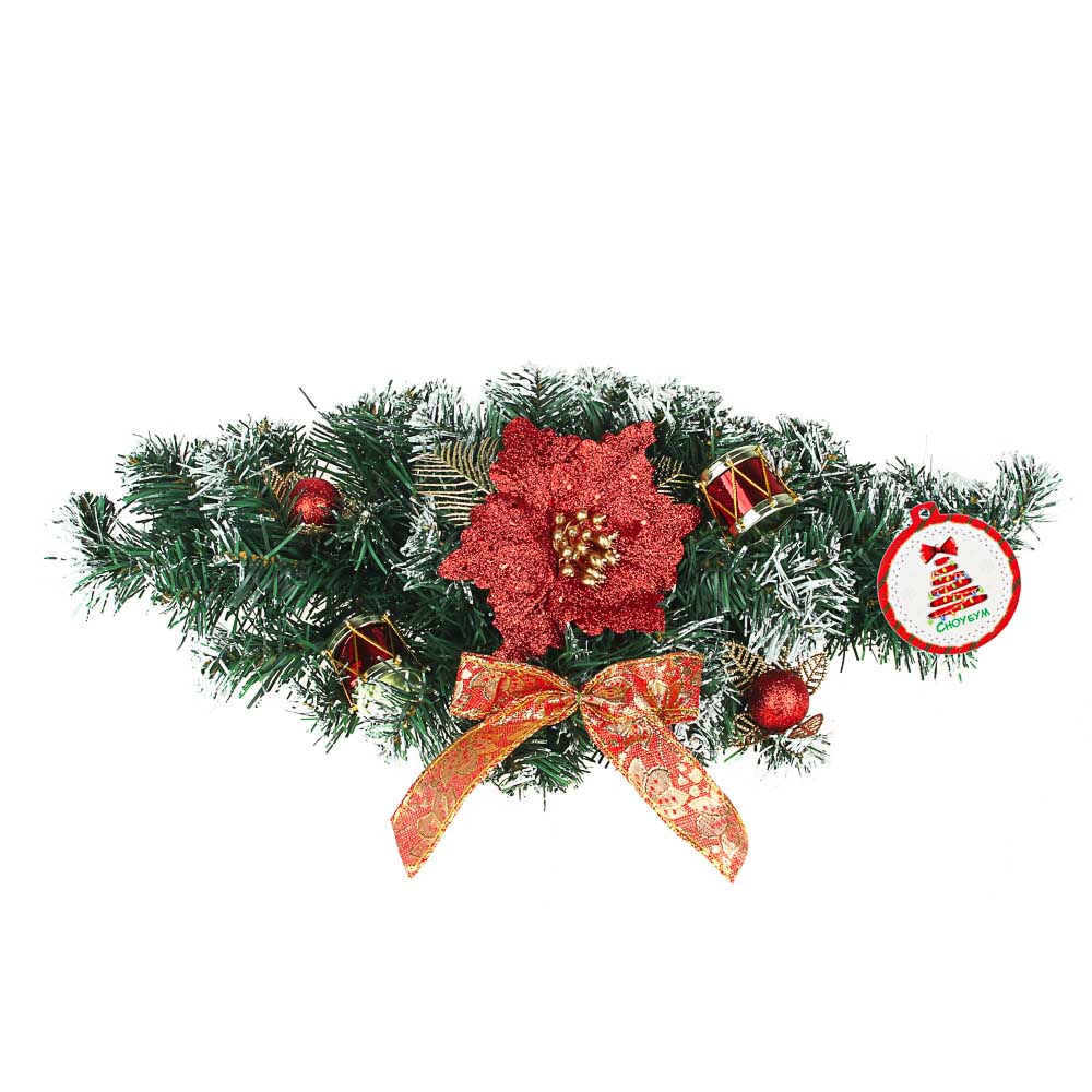 СНОУ БУМ Украшение декоративное еловое, пластик, полиэстер, 50см, 4 дизайна, арт.№ 379-130