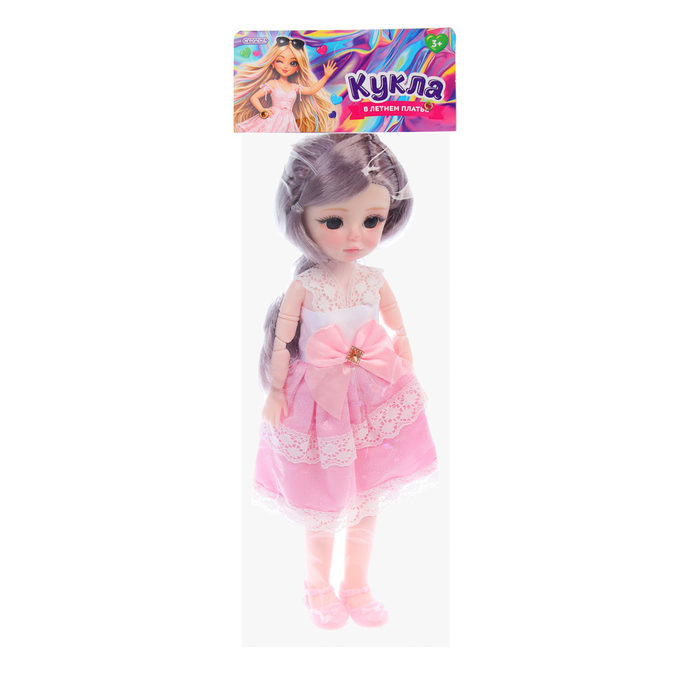 Кукла шарнирная 30 см в летнем платье, PVC, PP, тм ИГРОЛЕНД, 3+, арт.№ 436-216