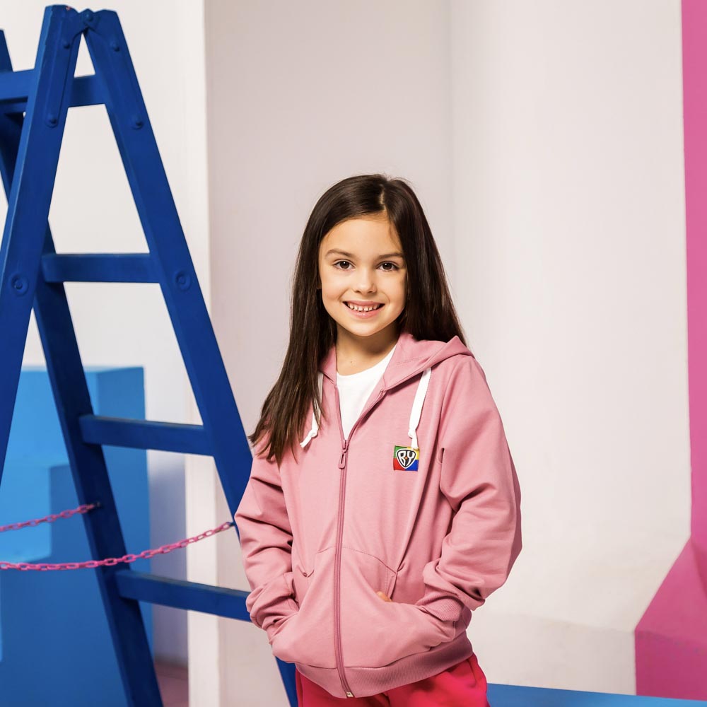 BY Basic Толстовка на молнии детская, хлопок, цвет розовый, размер 134, арт.№ 833-013