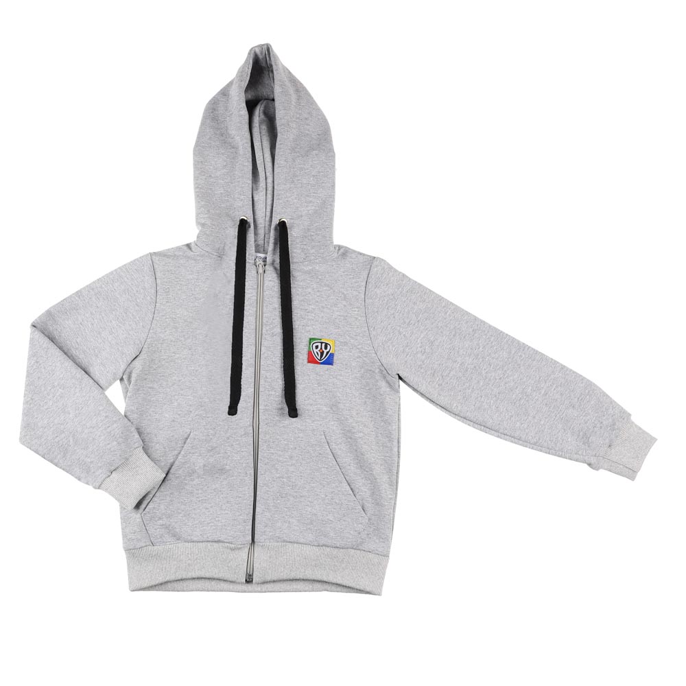 BY Basic Толстовка на молнии детская, хлопок, цвет серый, размер 128, арт.№ 833-019