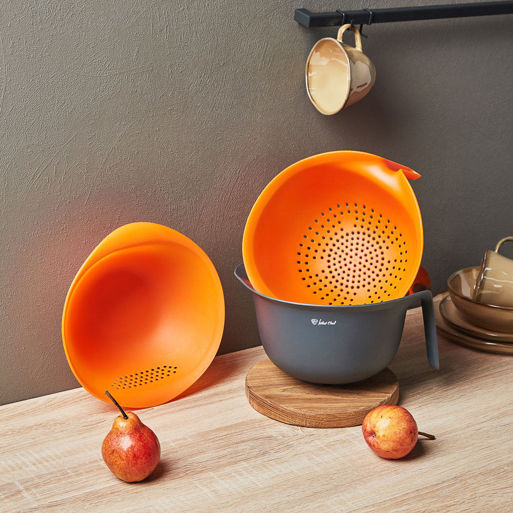 Ivlev Chef Fusion Набор салатников с дуршлагом 3пр, 24см, 26см, 28см, 1,5л, 2,5л, 2,8л, пластик, арт.№ 861-317