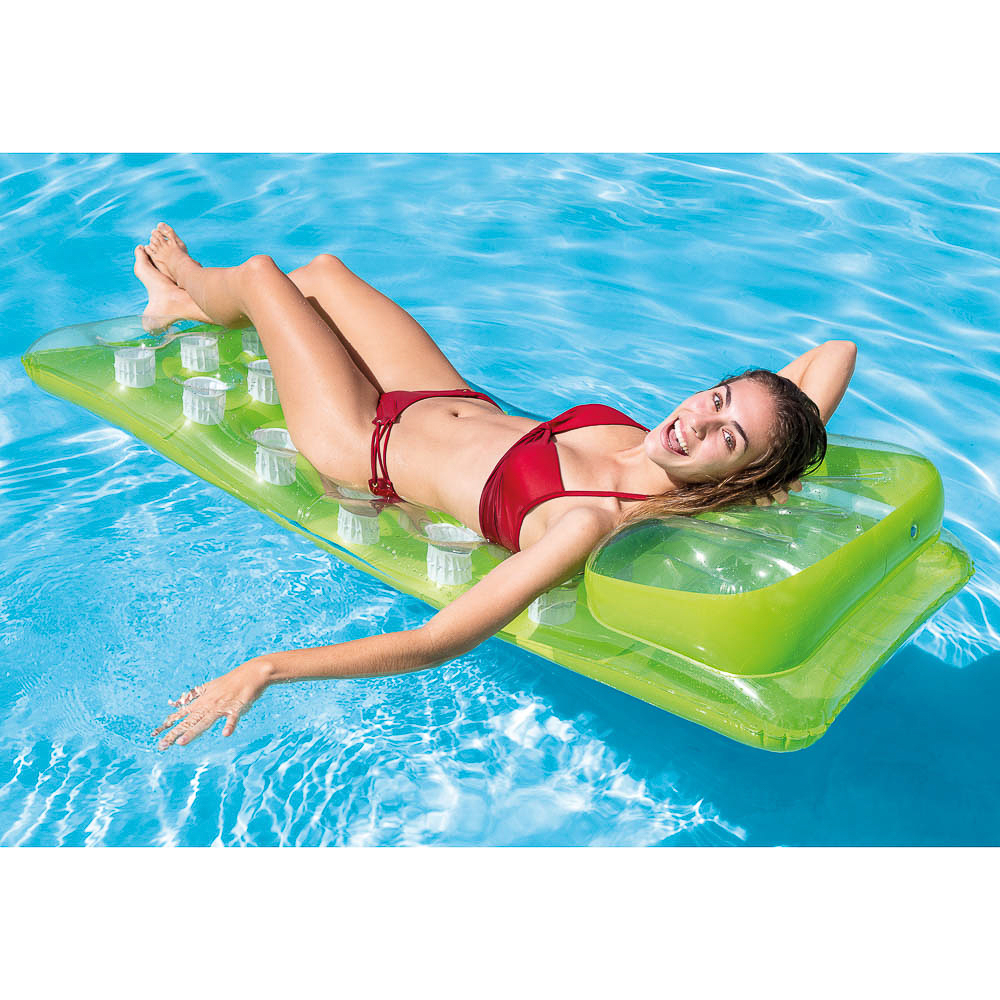 INTEX Матрас пляжный надувной с подушкой, 188x71см, 2 камеры, рем комплект, 3 цвета, 58890EU, арт.№ 359-266