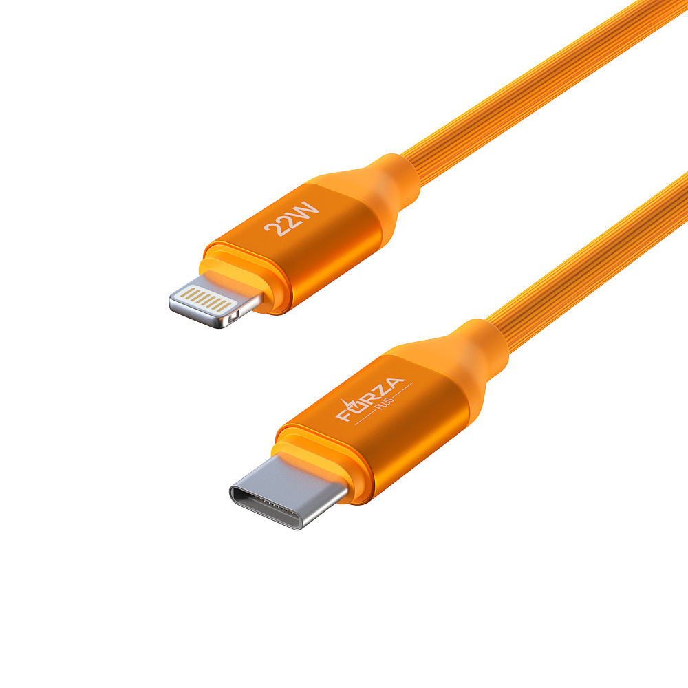 Кабель для зарядки Type C-iP FORZA Лето, 1м, 2.4А, Быстрая зарядка, 22Вт, прорез.кабель, пакет, арт.№ 931-088