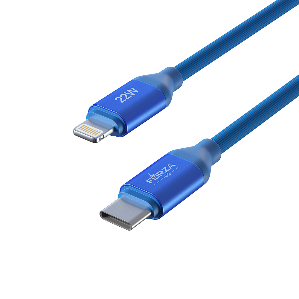 Кабель для зарядки Type C-iP FORZA Лето, 1м, 2.4А, Быстрая зарядка, 22Вт, прорез.кабель, пакет, арт.№ 931-088