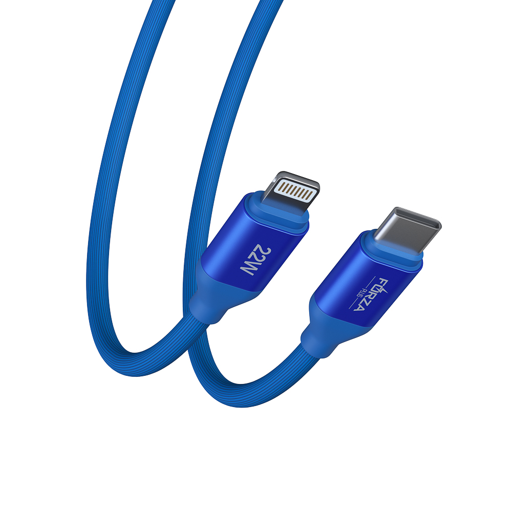 Кабель для зарядки Type C-iP FORZA Лето, 1м, 2.4А, Быстрая зарядка, 22Вт, прорез.кабель, пакет, арт.№ 931-088