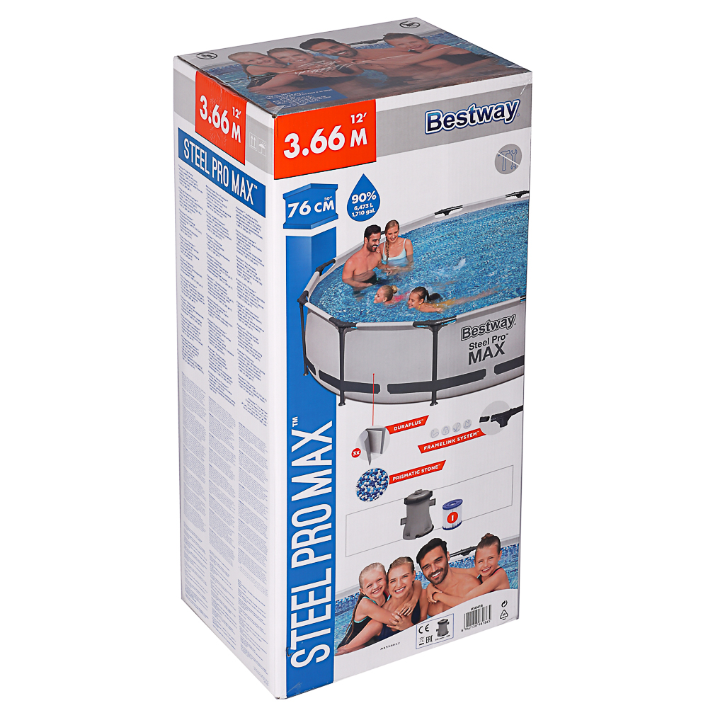 BESTWAY Бассейн каркасный (фильтр-насос) Steel Pro мax, 366х76 см, 6473 л, 56416, арт.№ 107-251