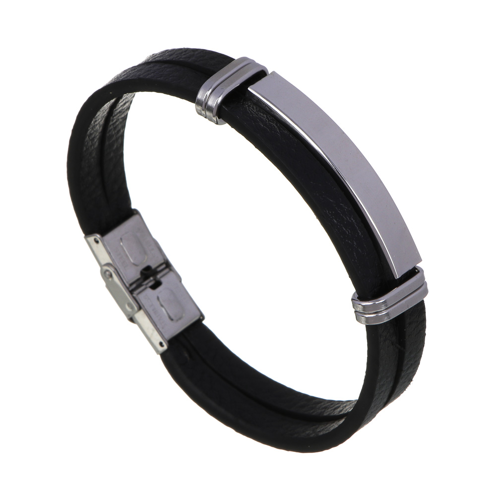 Браслет для мужчин на руку, диаметр 7 см, полиуретан, нерж.сталь, арт.№ 531-201