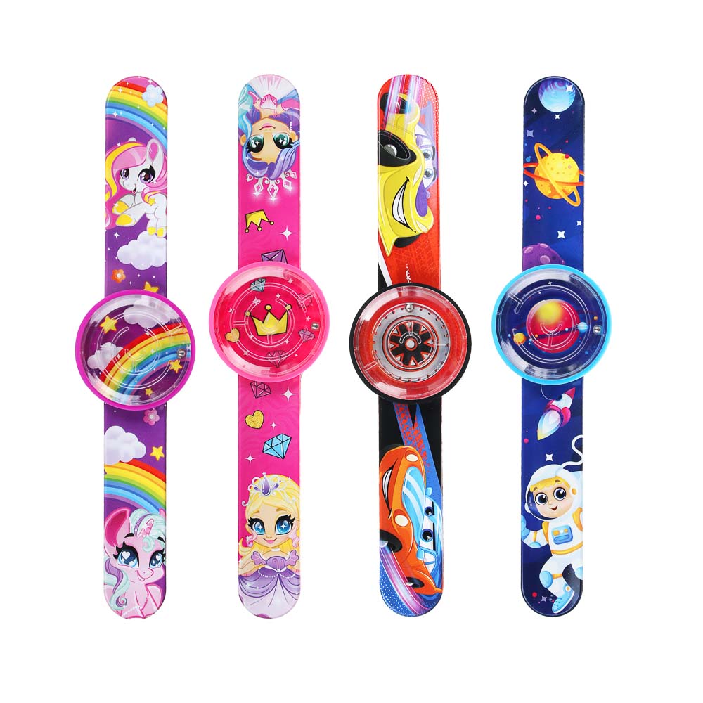 ИГРОЛЕНД Браслет головоломка с шариком, 21х4,8х1см, силикон, полипропилен, железо, 4 дизайна, арт.№ 295-194