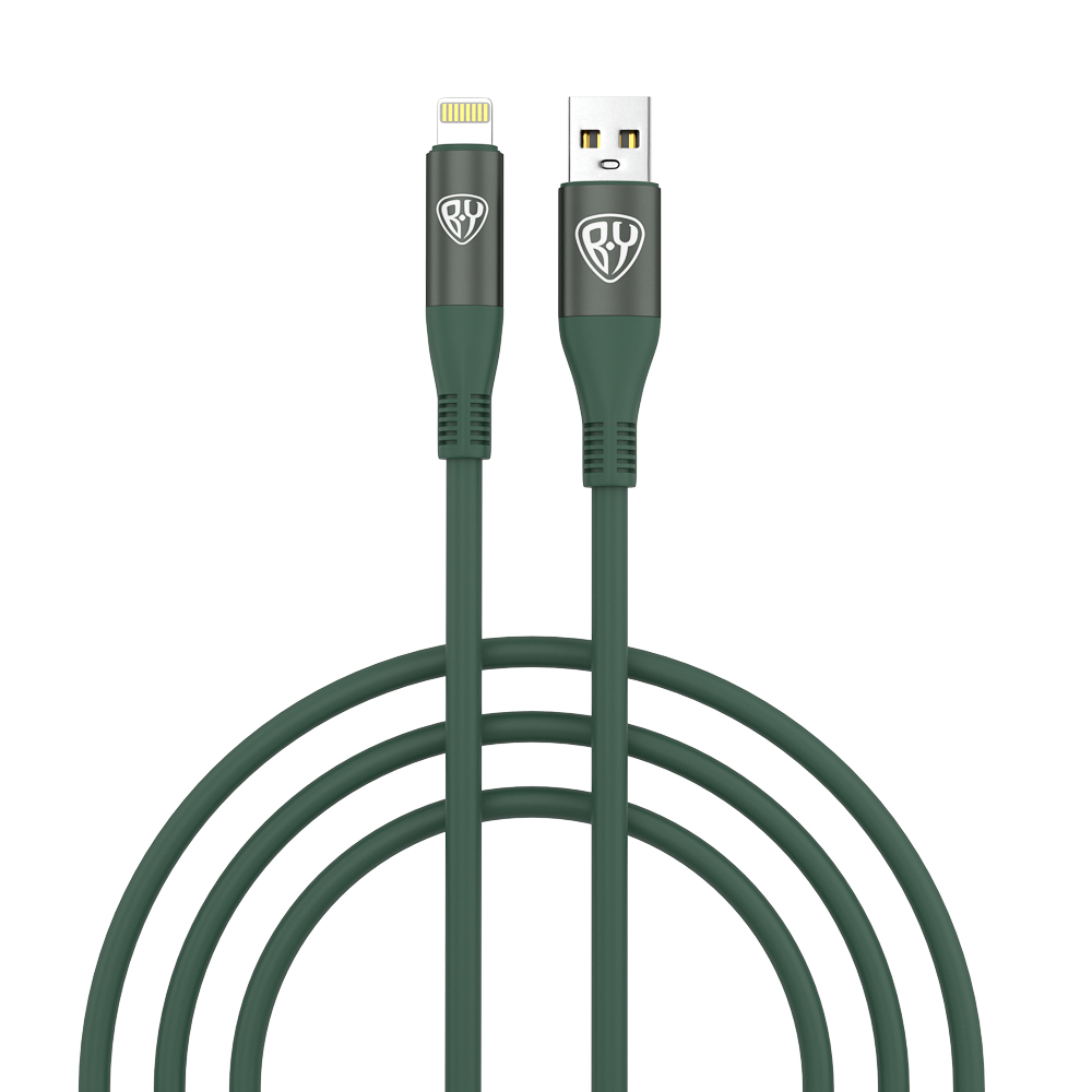 Кабель для зарядки USB(A)-iP BY Flexi, 1 м, 2.4А, Быстрая зарядка, зеленый, арт.№ 931-366