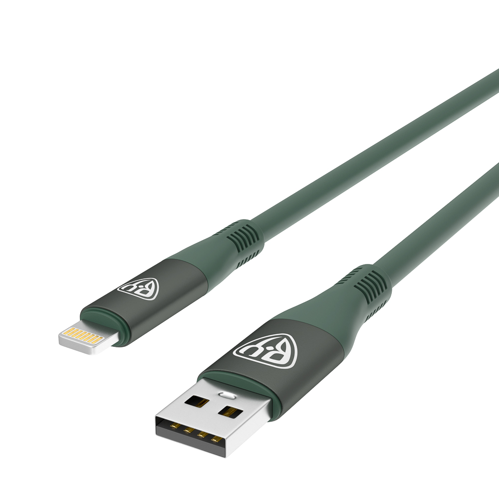 Кабель для зарядки USB(A)-iP BY Flexi, 1 м, 2.4А, Быстрая зарядка, зеленый, арт.№ 931-366